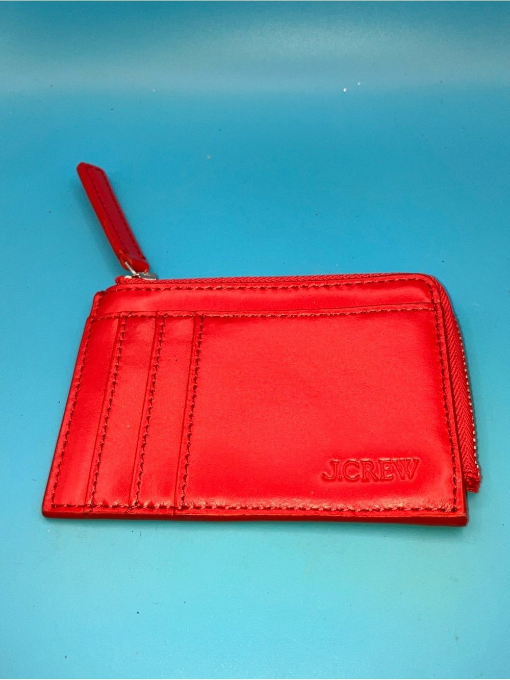 J. Crew Bright Red Leather Card Wallet